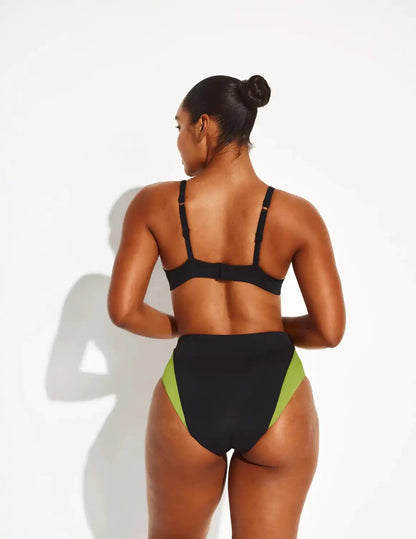 High Rise Bikini Swim Bottom - Color Block - Last Call