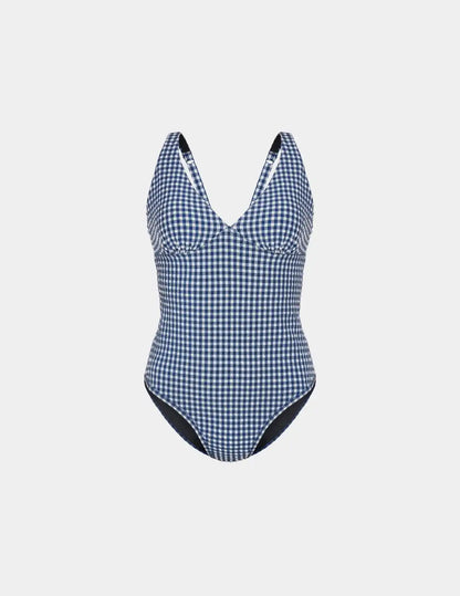 Leakproof Seersucker Sculpt Deep V One Piece Swimsuit